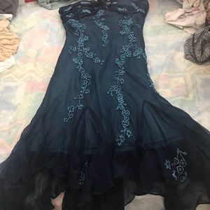 Blue mesh sequin elegant strapless dress size S
